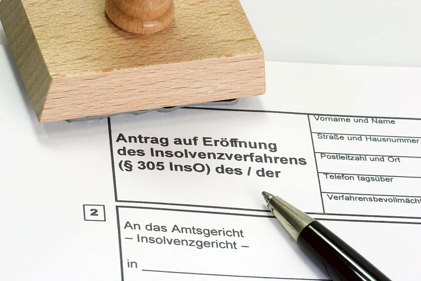 Formular Antrag auf Eröffnung des Insolvenzverfahrens mit Stempel