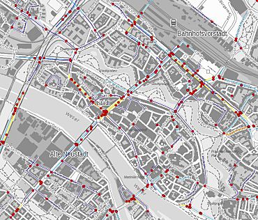 Der Kartenausschnitt zeigt den interaktiven Unfallatlas für die Stadt Bremen.
